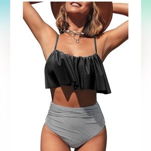 Striped High Waisted Bikini Bottom